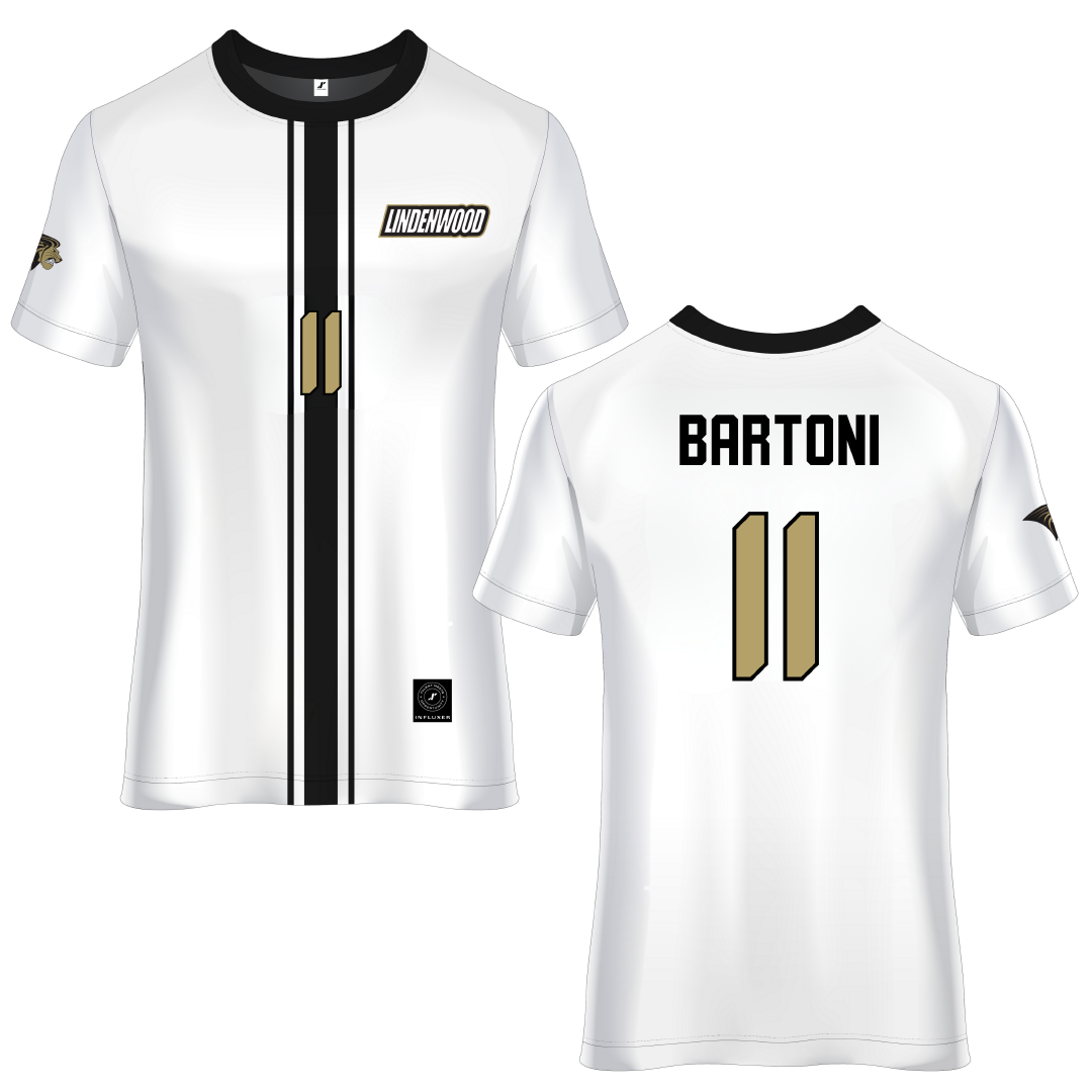 Lindenwood University White Soccer Jersey - #11 Luca Bartoni