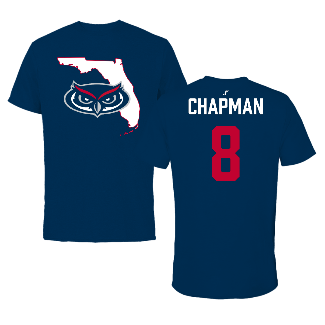 Florida Atlantic University Soccer Navy State Performance Tee - #8 Caleb Chapman