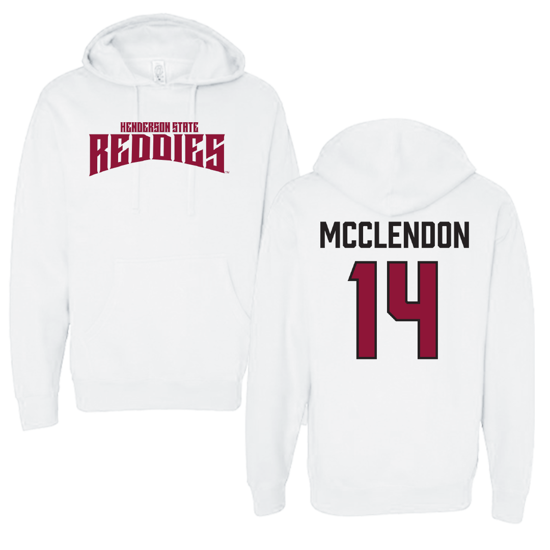Henderson State University Baseball White Classic Hoodie - #14 Cole McClendon