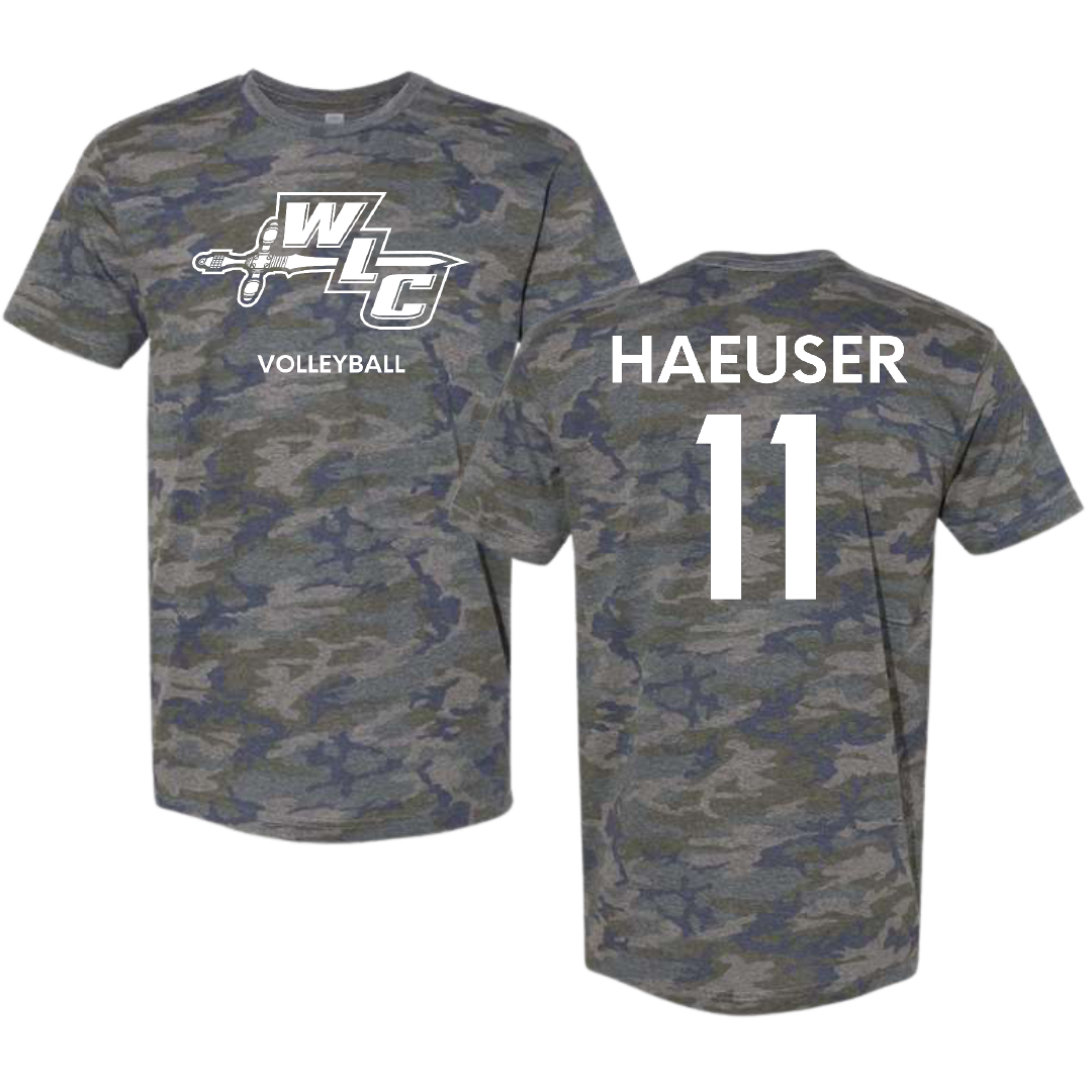Wisconsin Lutheran College Volleyball (M) Vintage Camo Tee - #11 Connor Haeuser