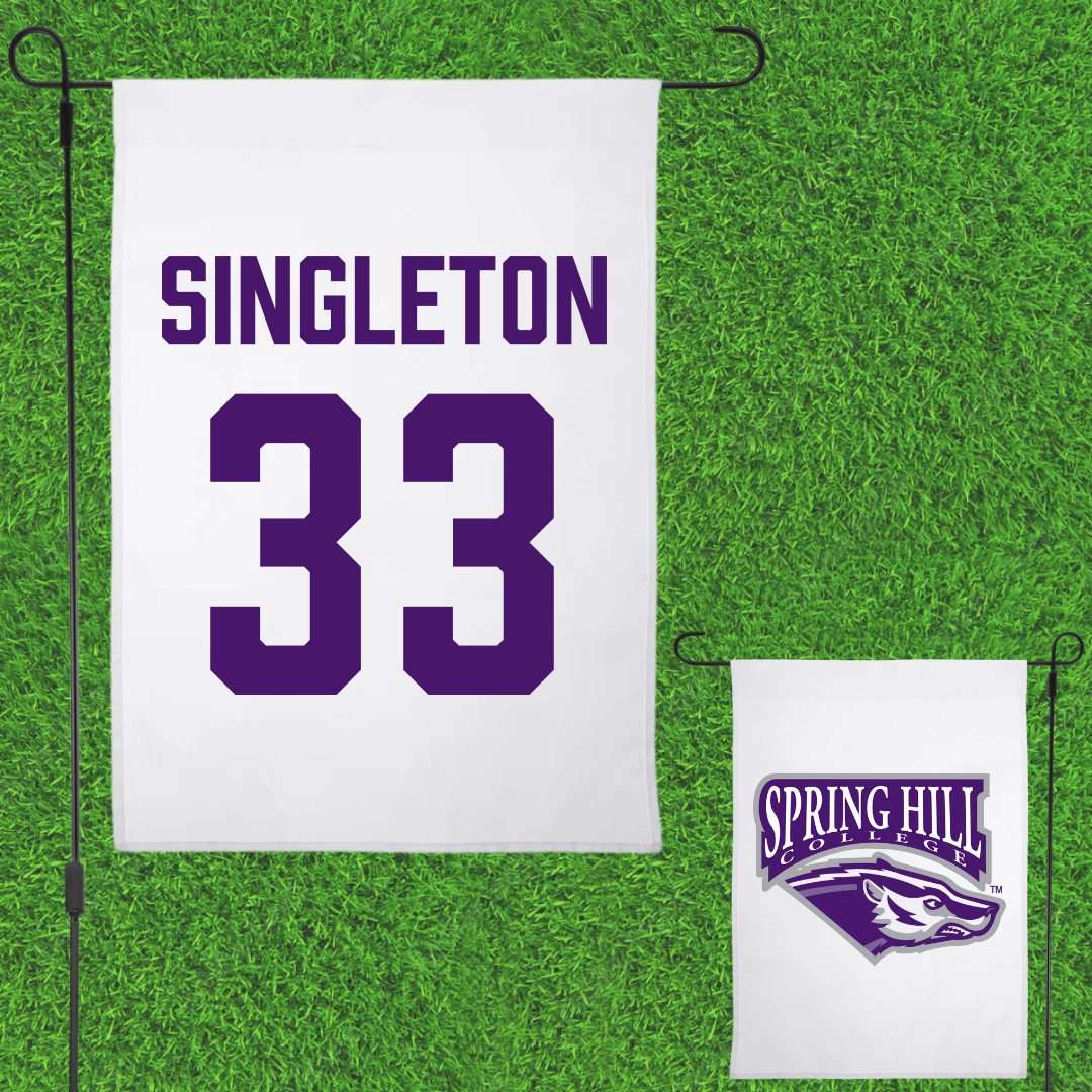 Spring Hill College Baseball White Garden Flag - #33 Michael Singleton