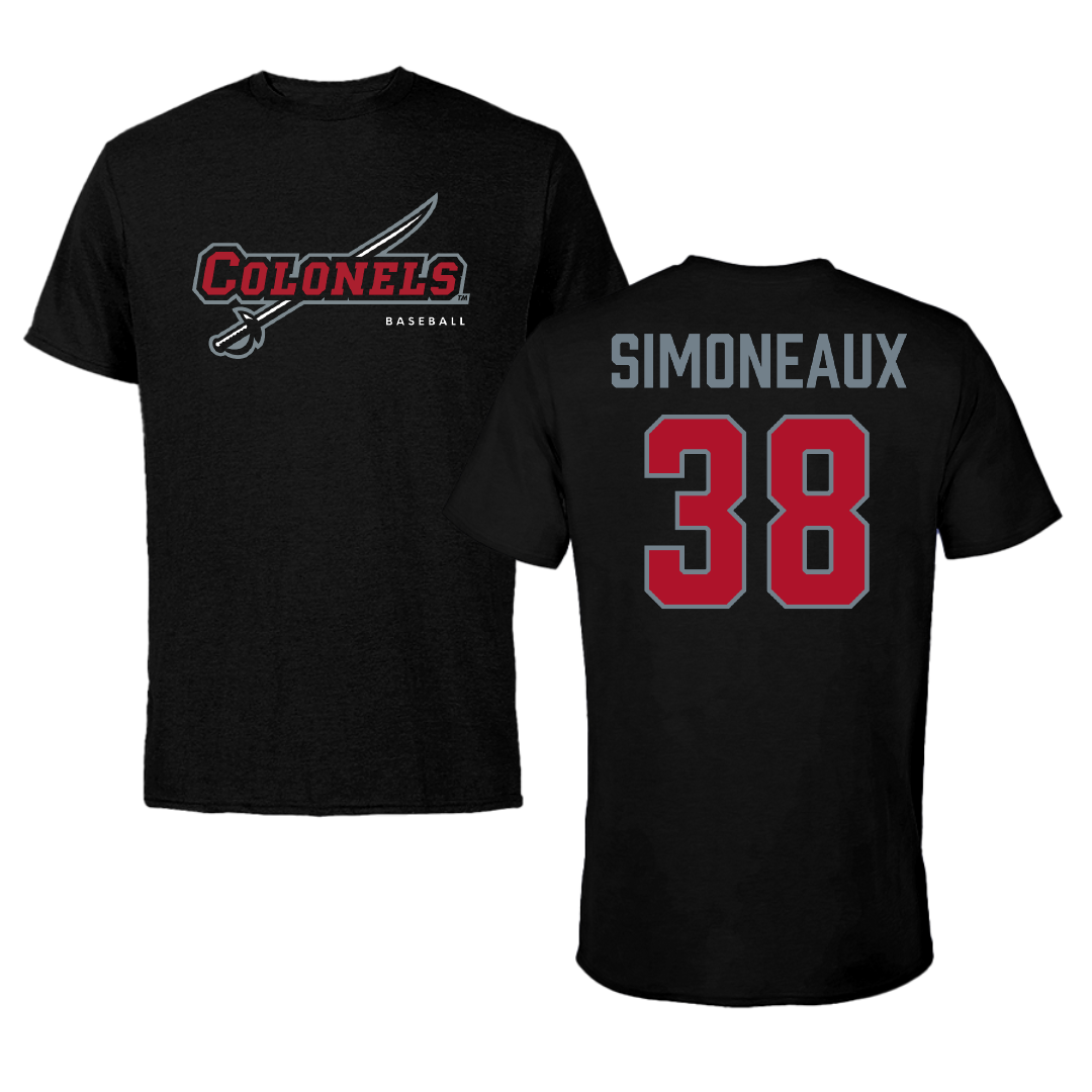 Nicholls State University Baseball Black Performance Tee - #38 Cole Simoneaux