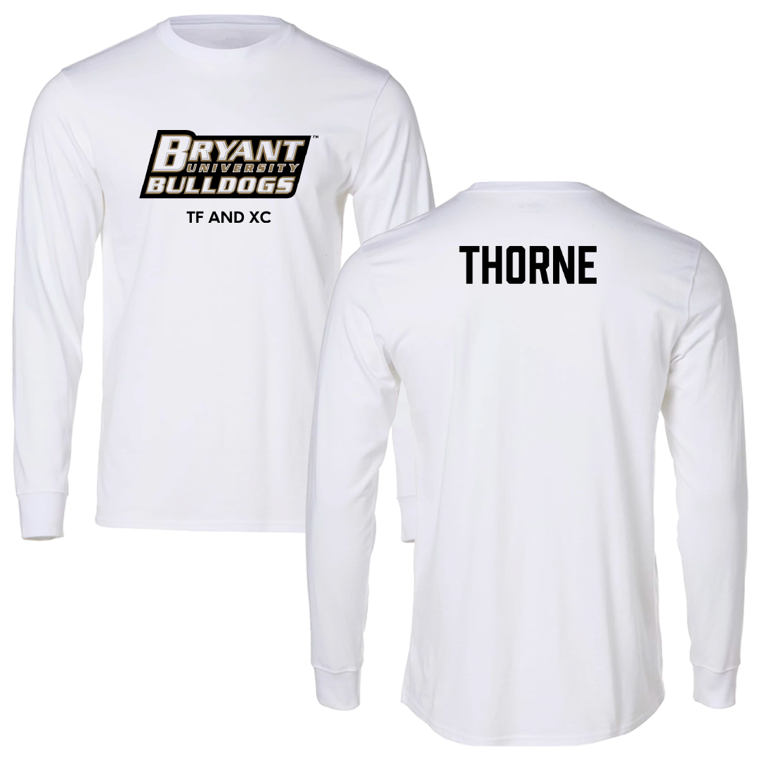 Bryant University TF and XC White Performance Long Sleeve - Aidan Thorne