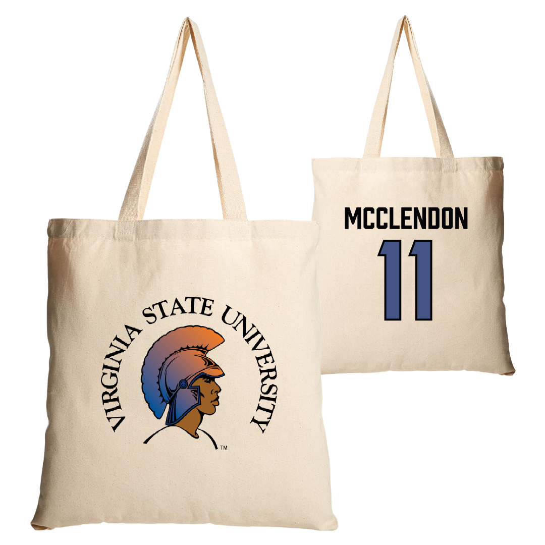 Virginia State University Lacrosse (M) Tan Canvas Tote Bag - #11 Moses Mcclendon