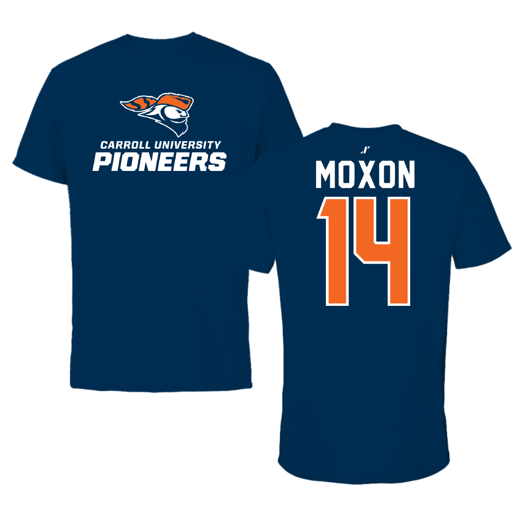 Carroll University Football Navy Performance Tee - #14 Drake Moxon