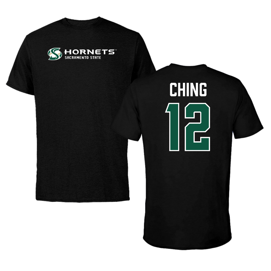 Sacramento State University Soccer (W) Black Tee - #12 Candace Ching