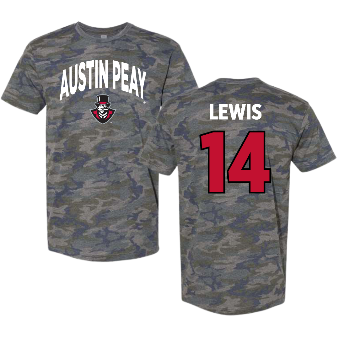 Austin Peay State University Football Vintage Camo Tee - #14 Christian Lewis