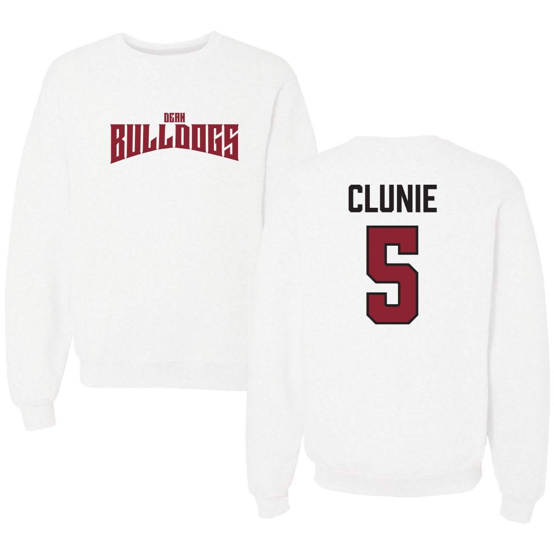 Dean College Lacrosse White Classic Crewneck - #5 Ryan Clunie