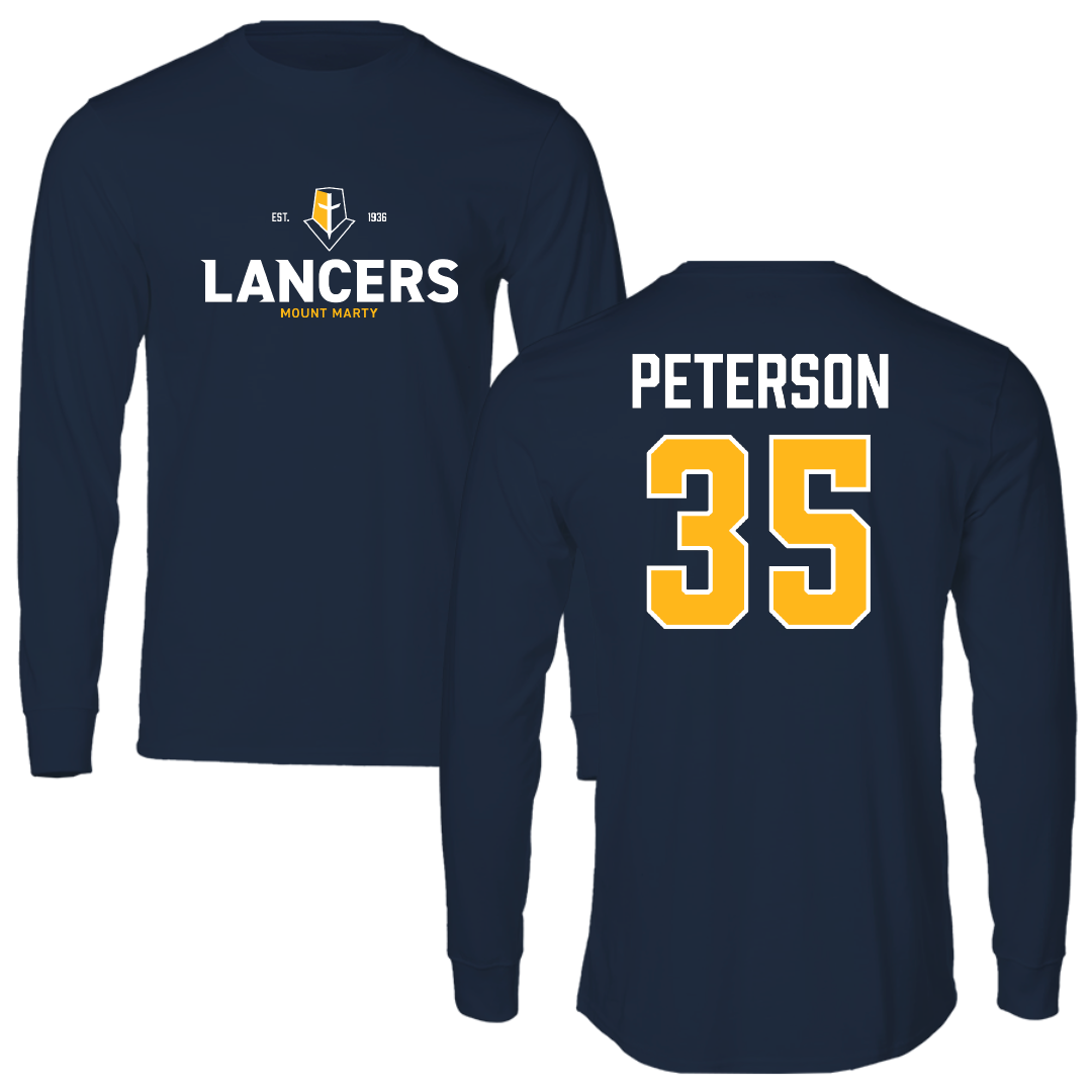 Mount Marty University Basketball Navy General Performance Long Sleeve - #35 Dysen Peterson