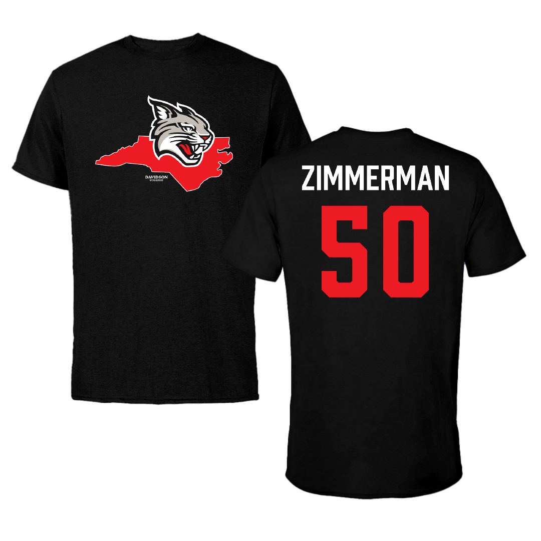Davidson College Basketball Black State Tee - #50 Luke Zimmerman