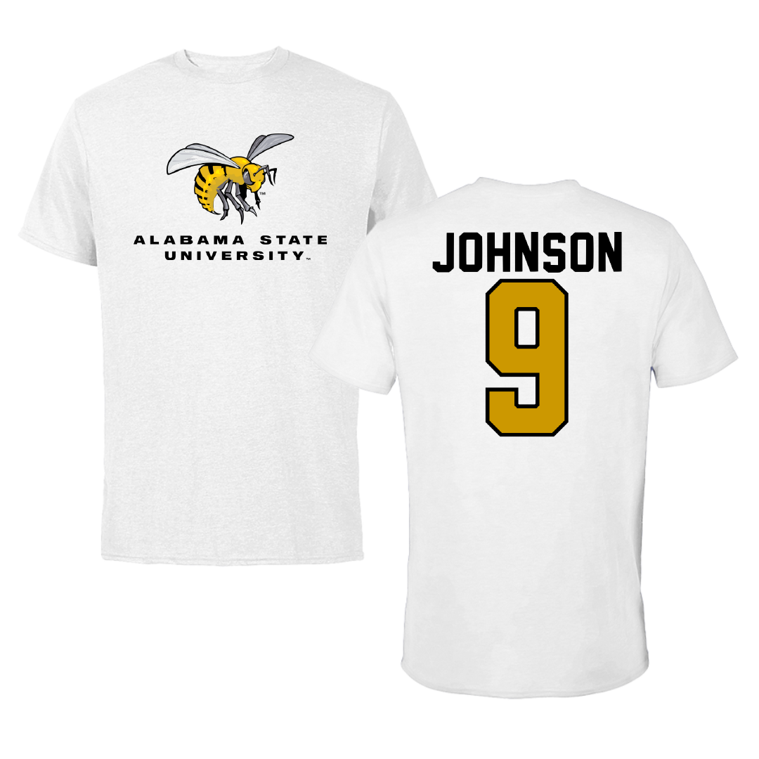 Alabama State University Flag Football White Tee - #9 Tiyanna Johnson