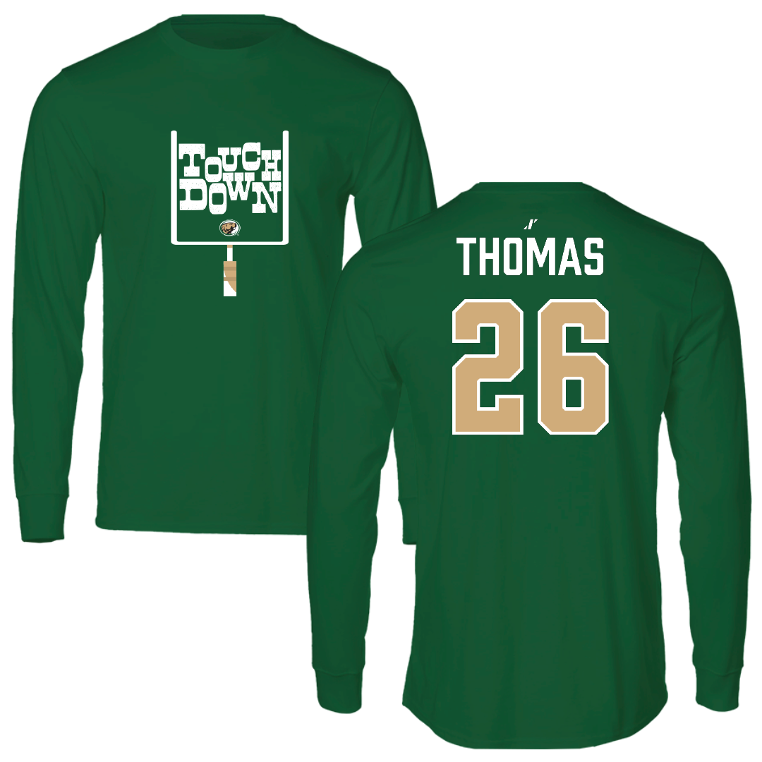 Bemidji State University Football Green Touchdown Long Sleeve - #26 Tyrell Thomas