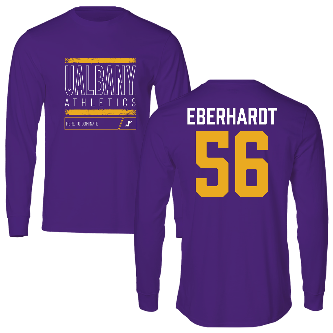 University at Albany Football Purple Dominate Performance Long Sleeve - #56 Neco Eberhardt