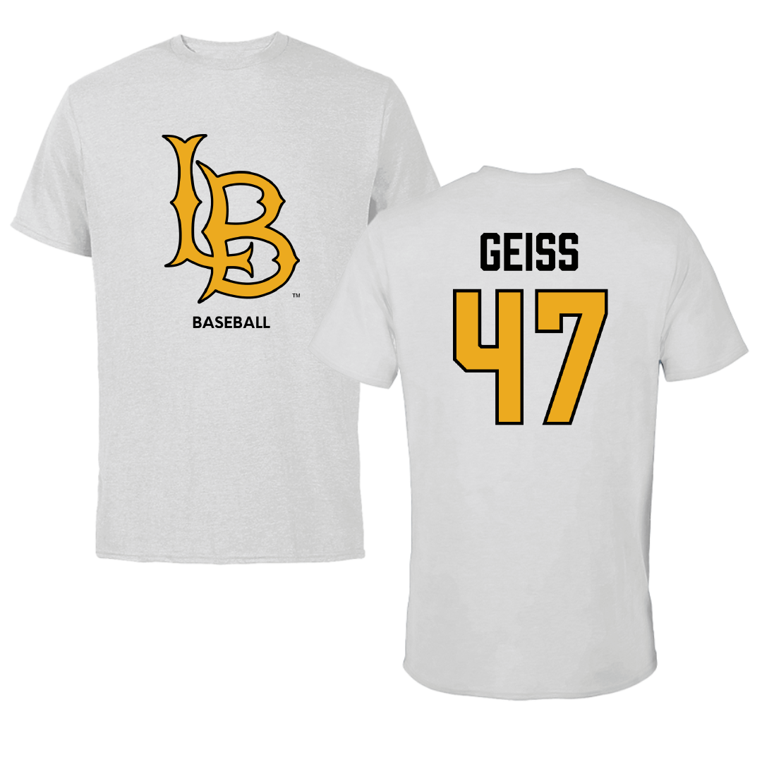 Long Beach State University Baseball Light Gray Performance Tee - #47 Owen Geiss