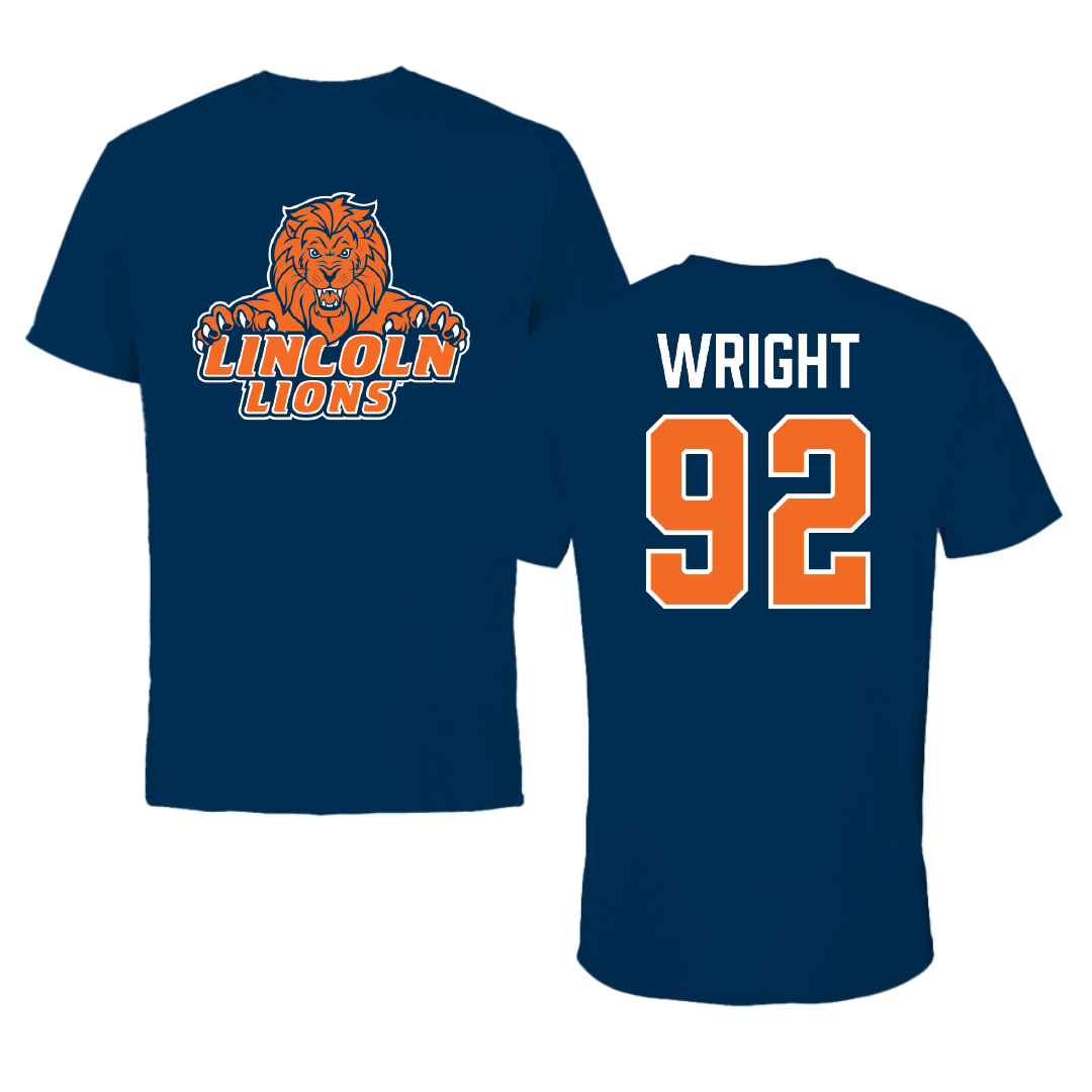 Lincoln University (Pennsylvania) Football Navy Performance Tee - #92 Kasir Wright