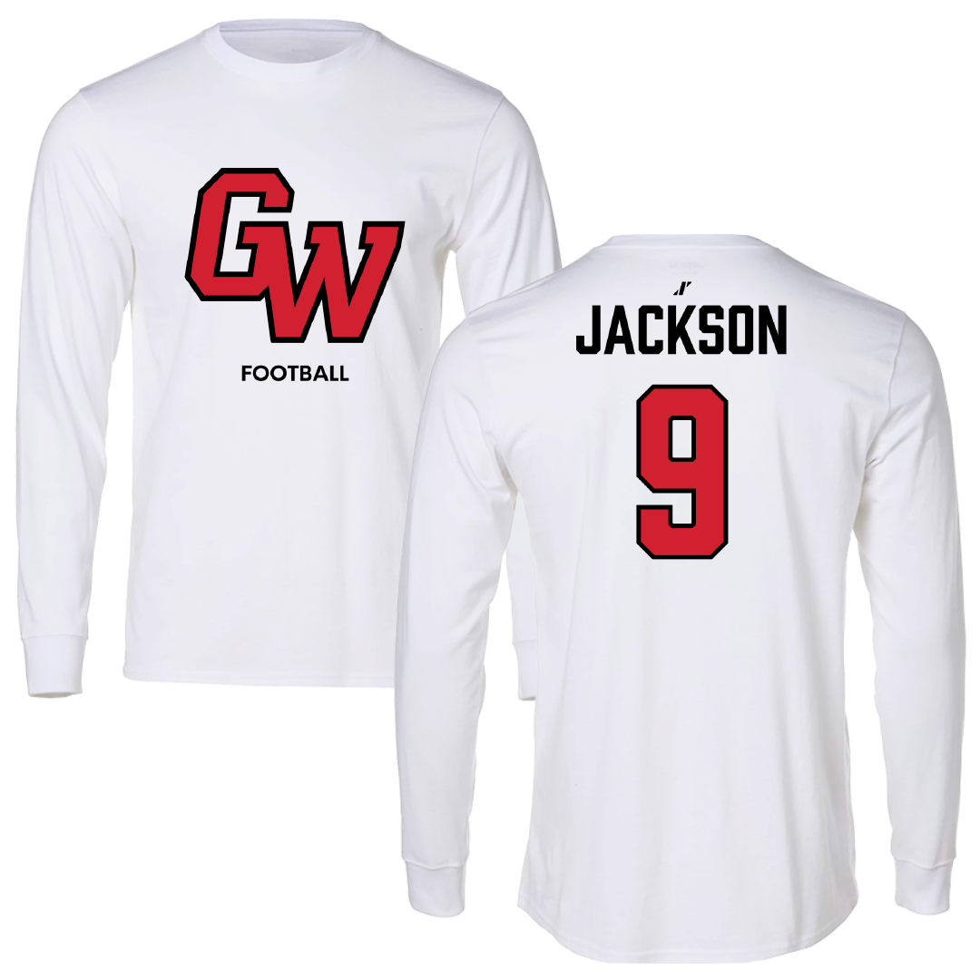 Gardner-Webb University Football White Performance Long Sleeve - #9 Jordan Jackson