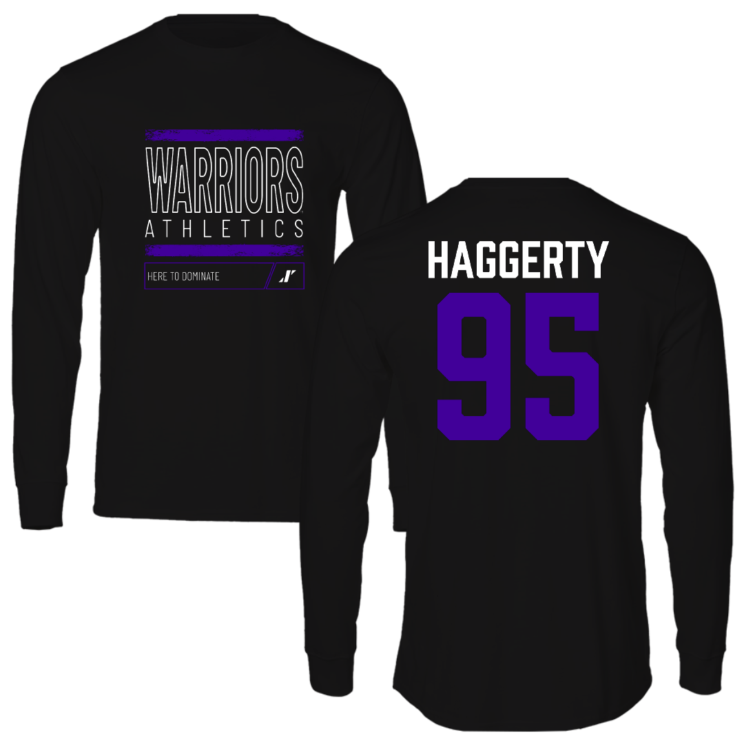 Winona State University Football Black Dominate Performance Long Sleeve - #95 Conner Haggerty