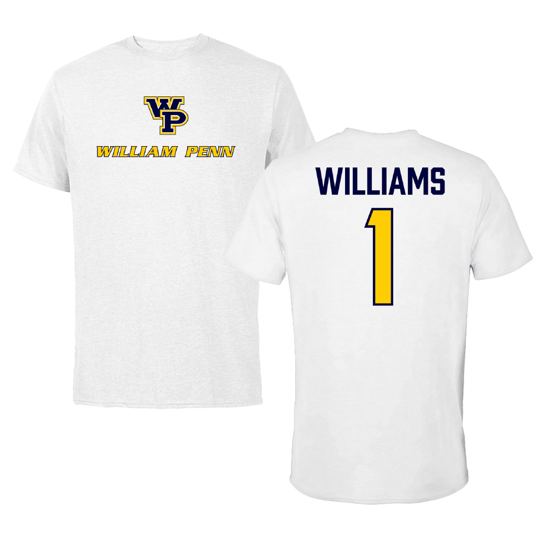 William Penn University Basketball (M) White Tee - #1 Dezmond Williams