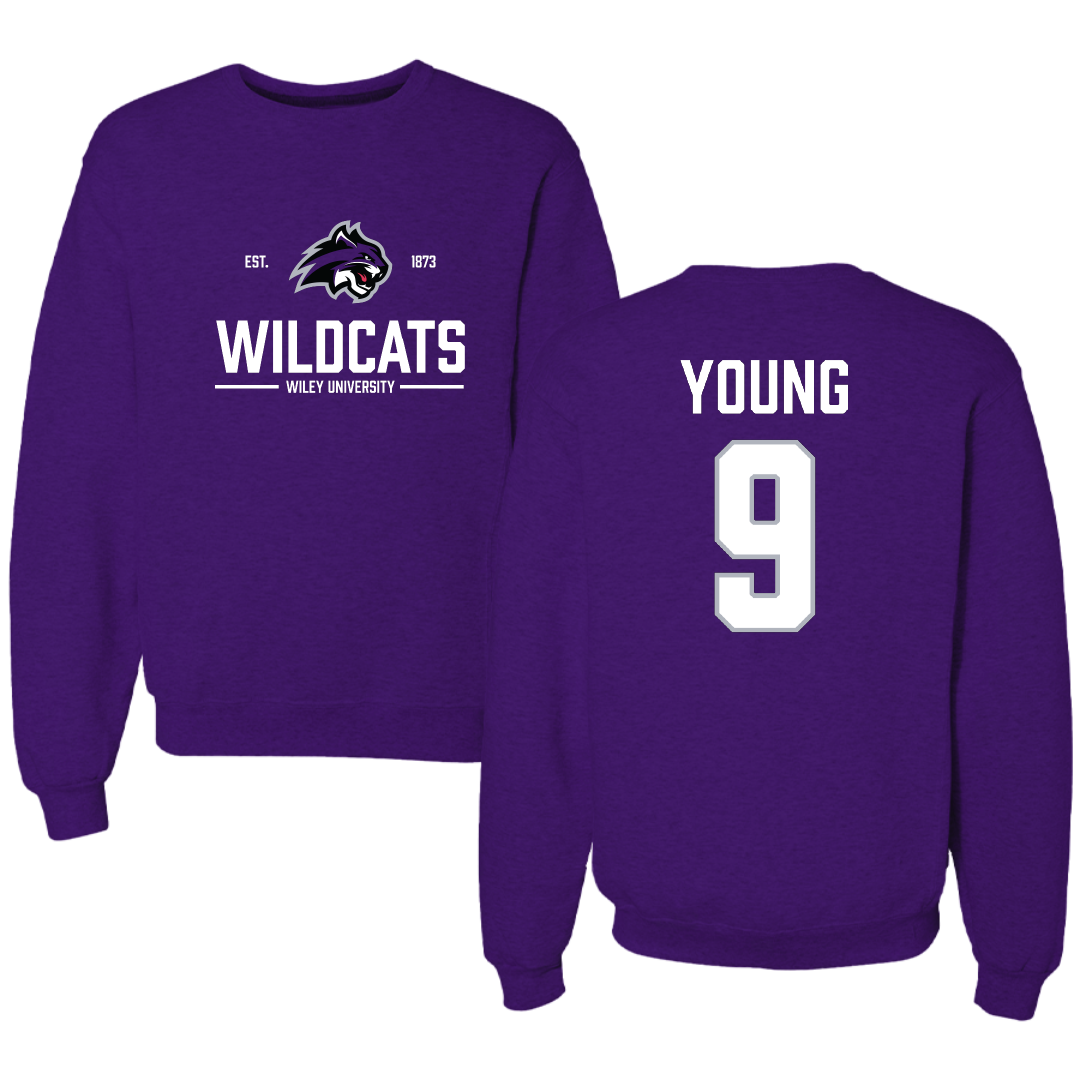 Wiley University Softball Purple General Crewneck - #9 Sabriiyah Young