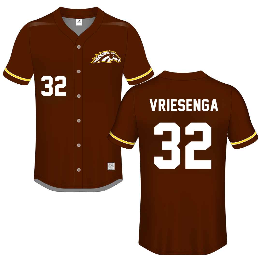 Western Michigan University Brown Button-Down Jersey - #32 Zach Vriesenga