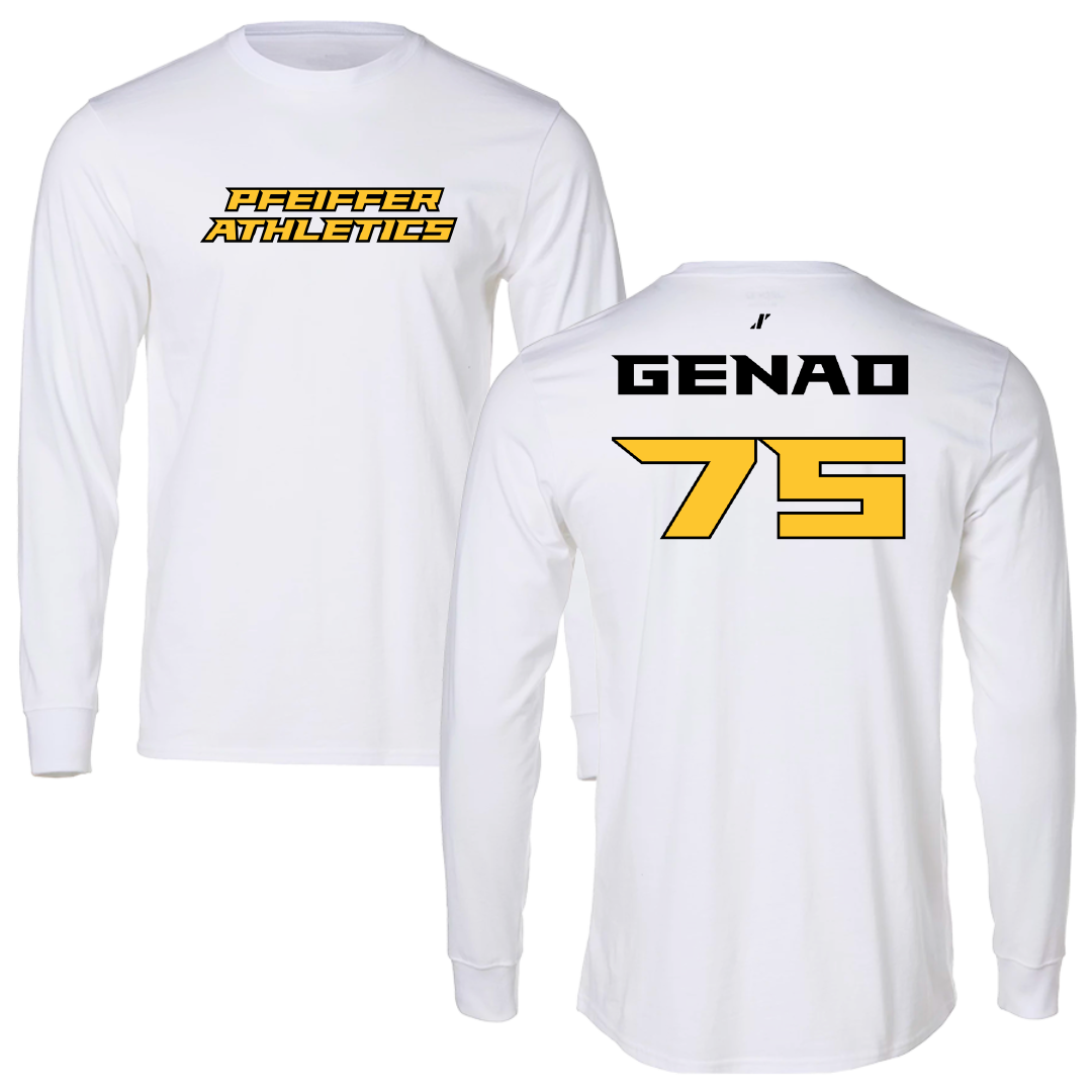 Pfeiffer University Baseball White Performance Long Sleeve - #75 Evan Genao