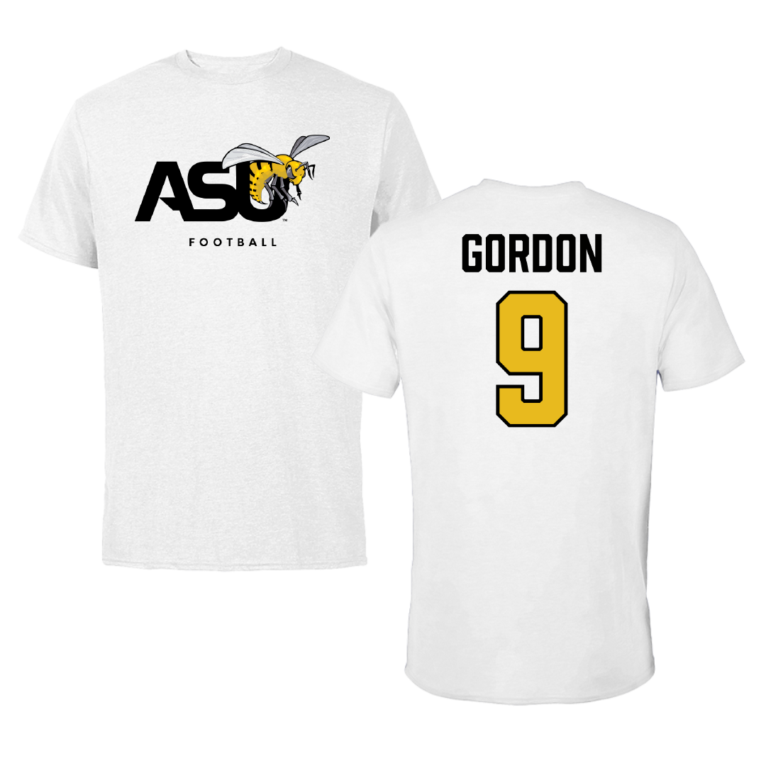 Alabama State University Football White ASU Tee - #9 Cameron Gordon