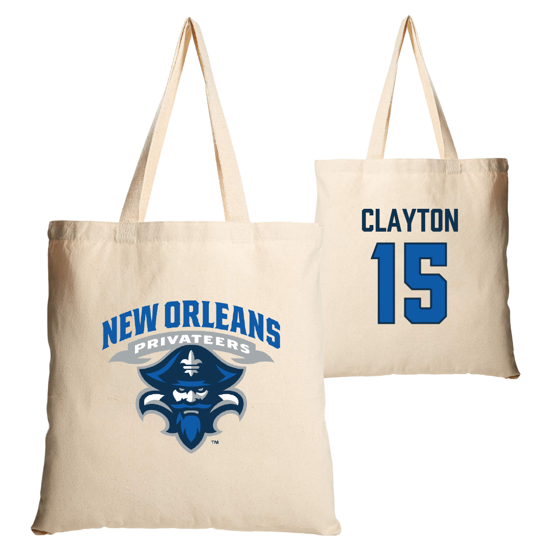 University of New Orleans Baseball Tan Canvas Tote Bag - #15 Canaan Clayton
