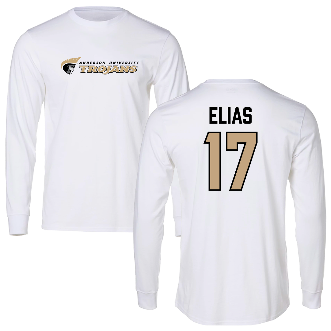 Anderson University (South Carolina) Soccer (M) White Performance Long Sleeve - #17 Pol Elias