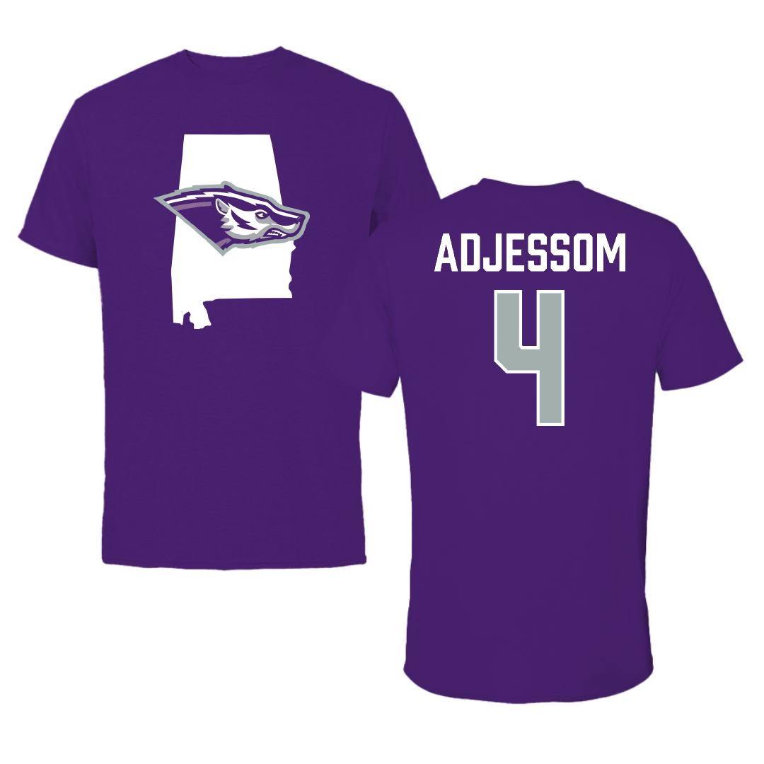 Spring Hill College Basketball Purple State Tee - #4 Jenice Adjessom