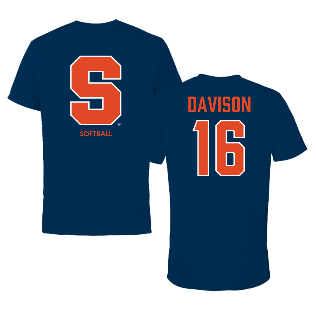 Syracuse University Softball Navy Primary Tee - #16 Taylor Davison