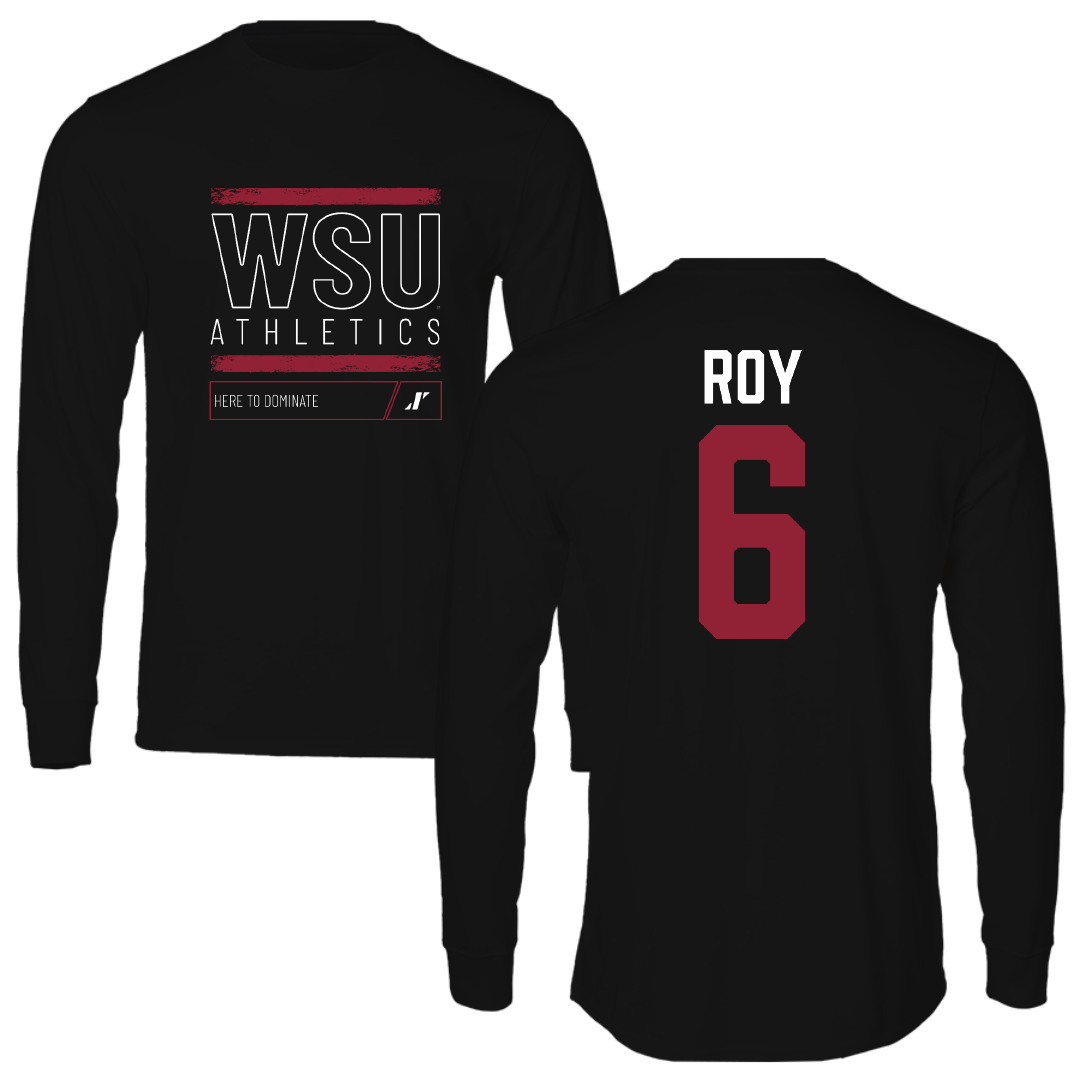 Washington State University Baseball Black Dominate Performance Long Sleeve - #6 Gavin Roy