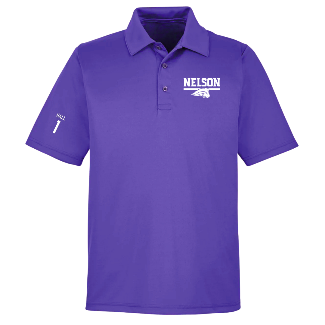 Nelson University Basketball (M) Purple Polo - #1 Alerick Hall