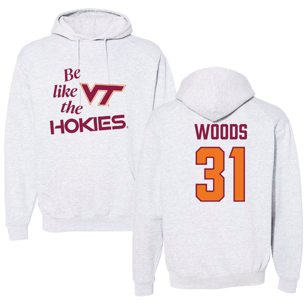 Virginia Tech Volleyball Light Gray Be Like Us Hoodie - #31 Payton Woods