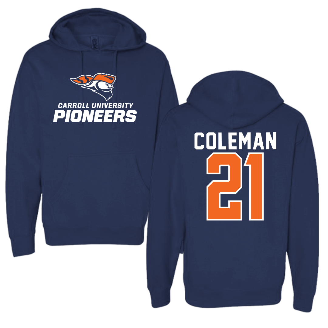 Carroll University Football Navy Hoodie - #21 Mikey Coleman