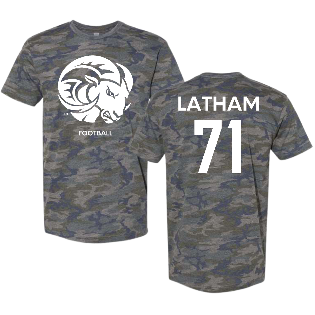Winston-Salem State University Football Vintage Camo Tee - #71 Vincent Latham