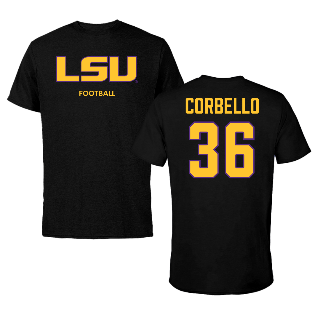 Louisiana State University Football Black Tee - #36 Aidan Corbello