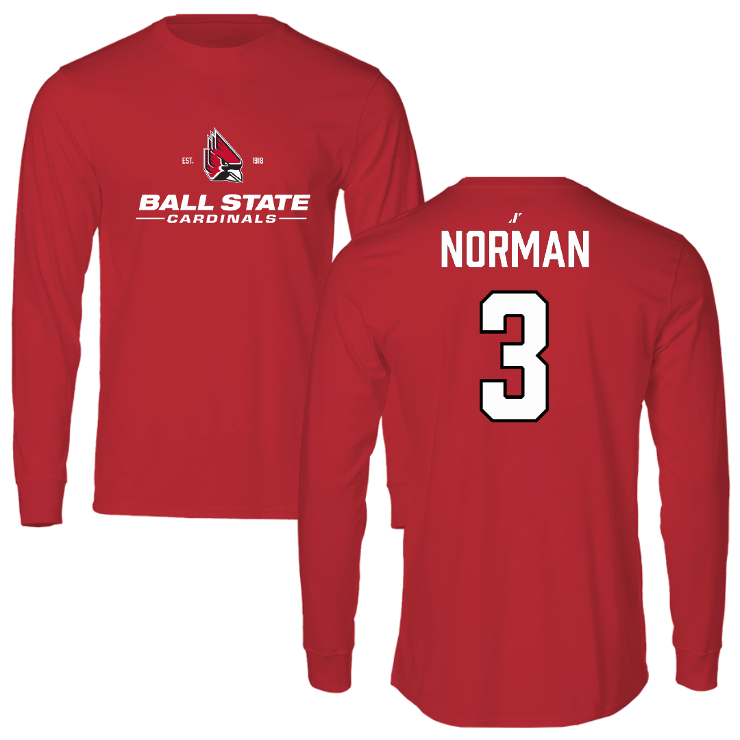 Ball State University Basketball Red General Long Sleeve - #3 Karsyn Norman