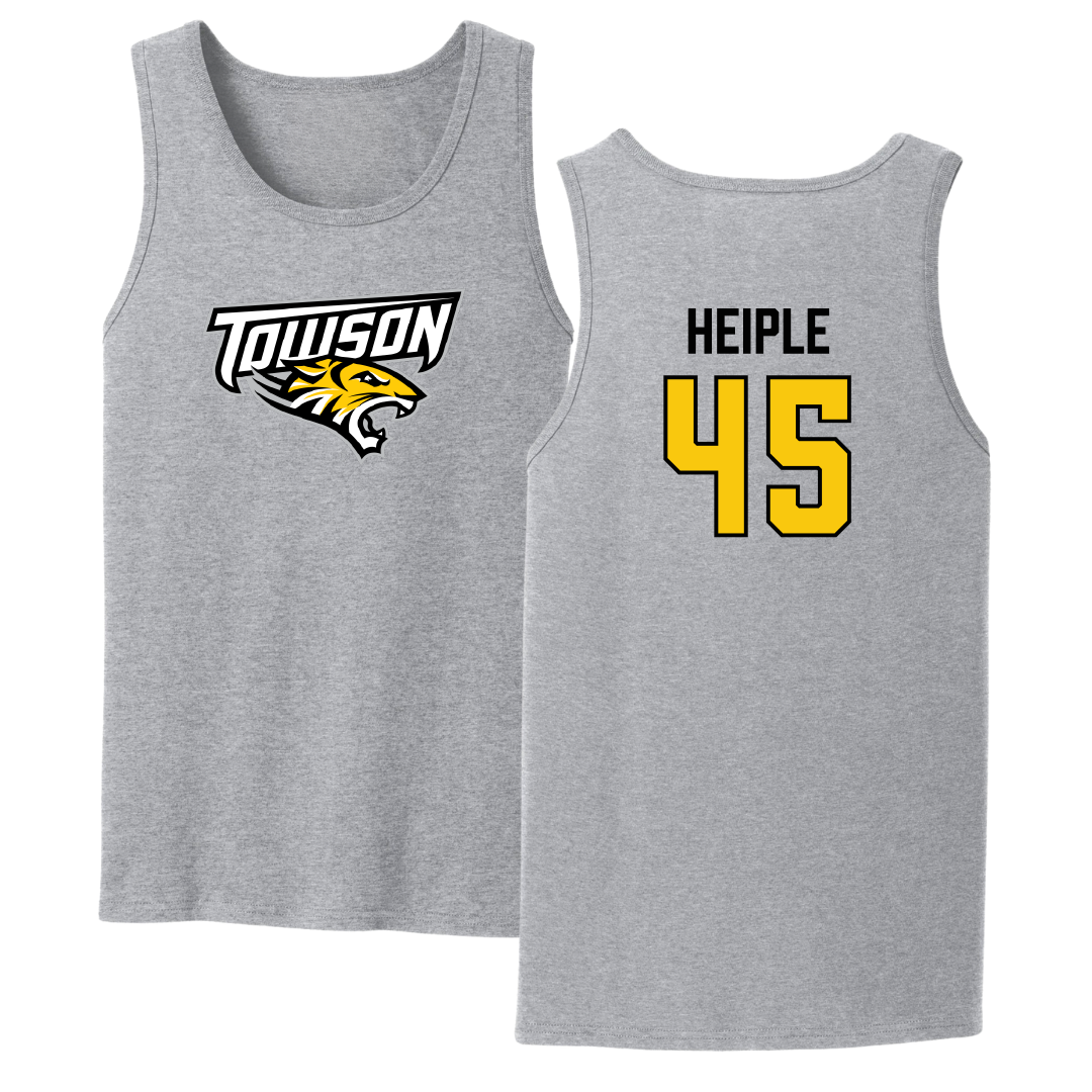 Towson University Baseball Sport Gray Tank Top - #45 Avery Heiple