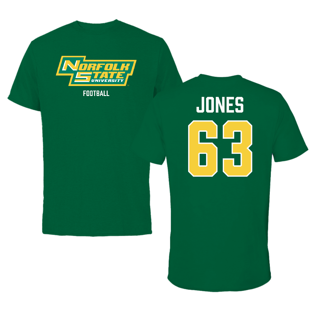 Norfolk State University Football Green Tee - #63 Chris Jones