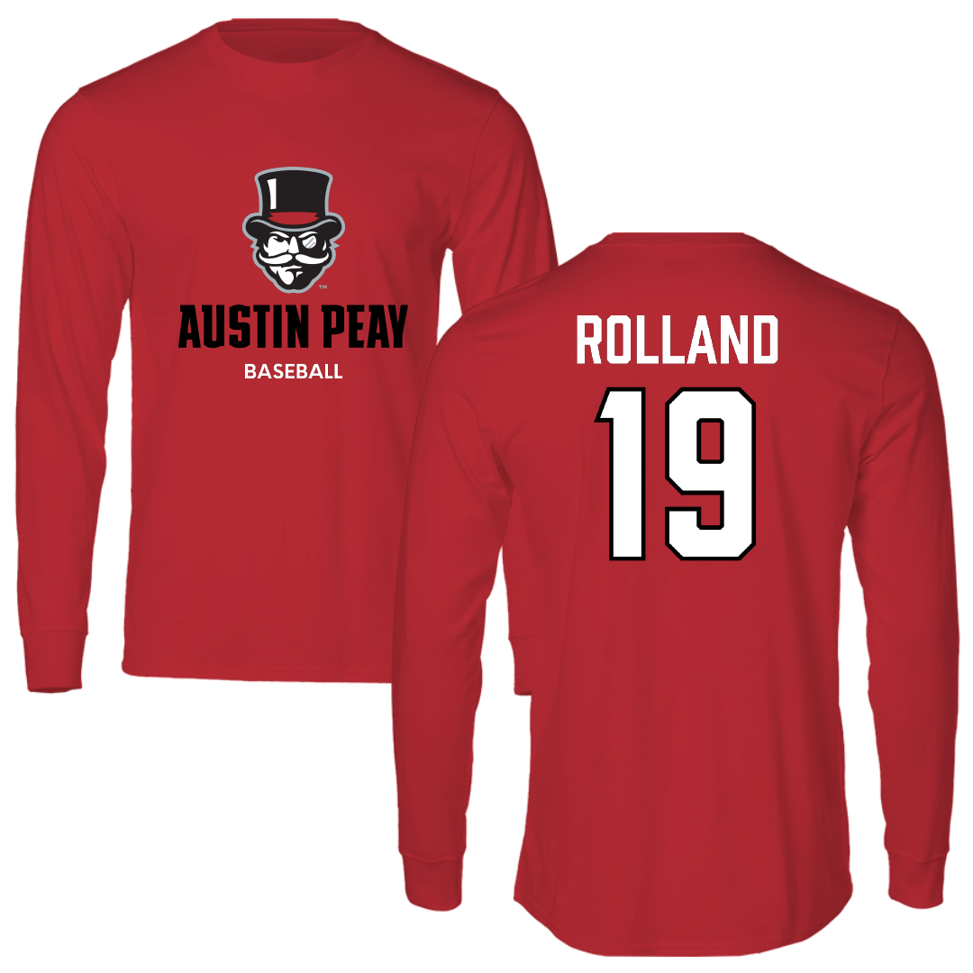 Austin Peay State University Baseball Red Mascot Long Sleeve - #19 Luke Rolland