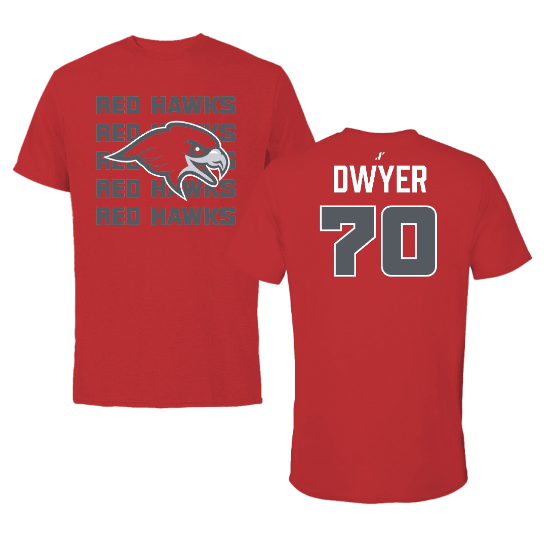 Montclair State University Football Red General Performance Tee - #70 Michael Dwyer