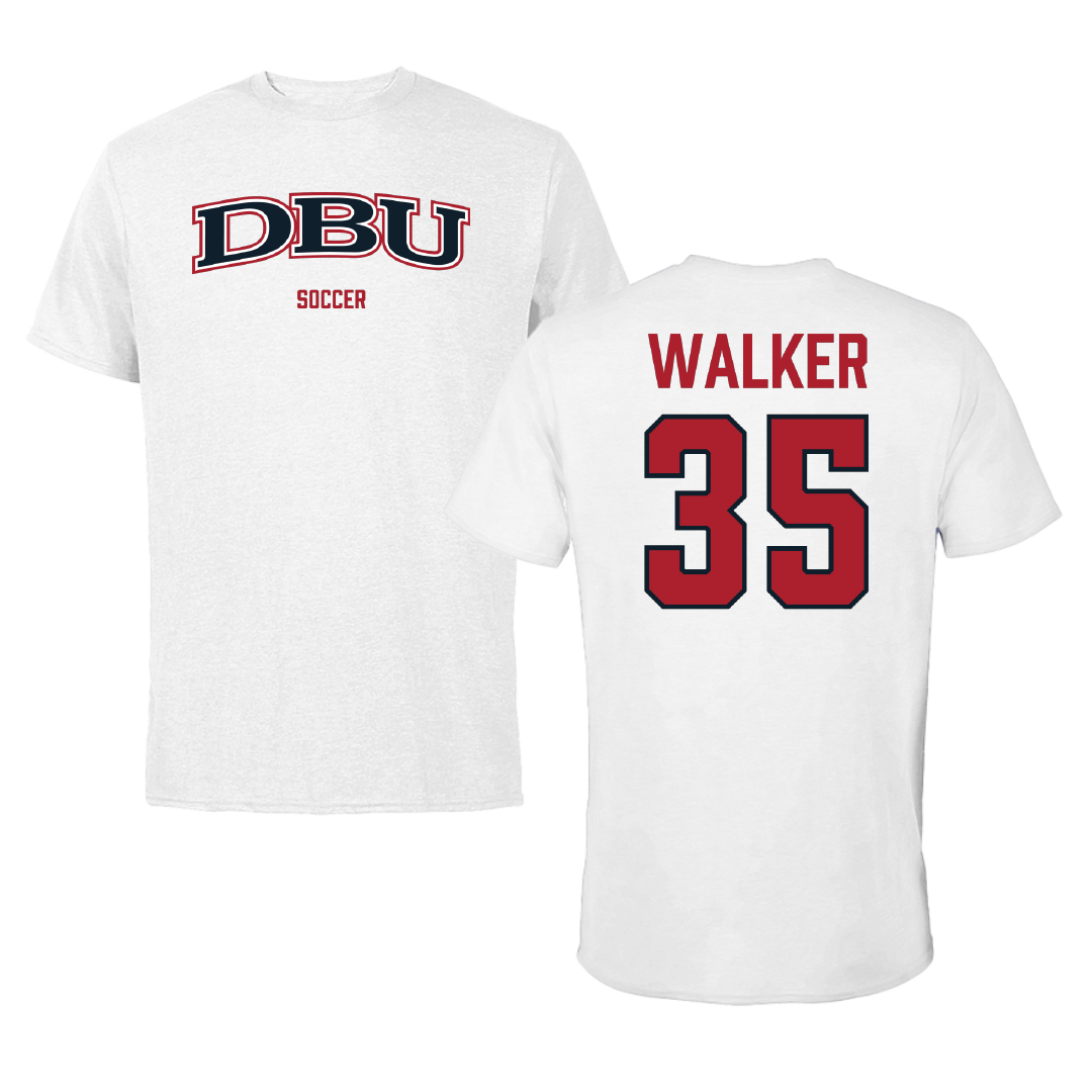 Dallas Baptist University Soccer (W) White Tee - #35 Lauren Walker