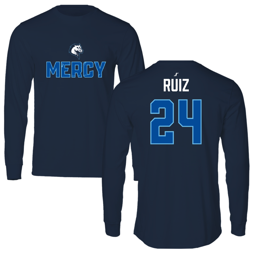 Mercy University Soccer (M) Navy General Long Sleeve - #24 Justin Ruiz