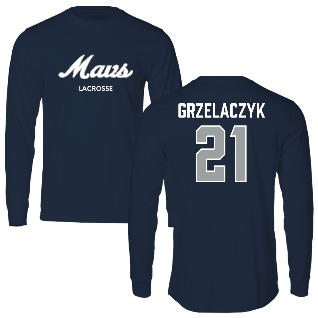 Mercy University Lacrosse (W) Navy Performance Long Sleeve - #21 Jessica Grzelaczyk