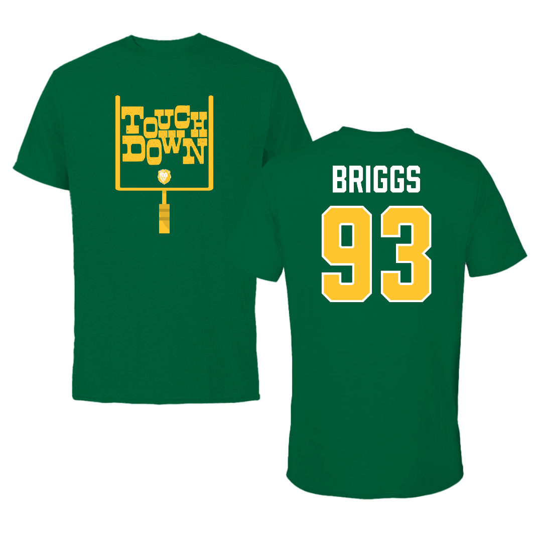 Southeastern Louisiana University Football Green Touchdown Performance Tee - #93 Rowan Briggs
