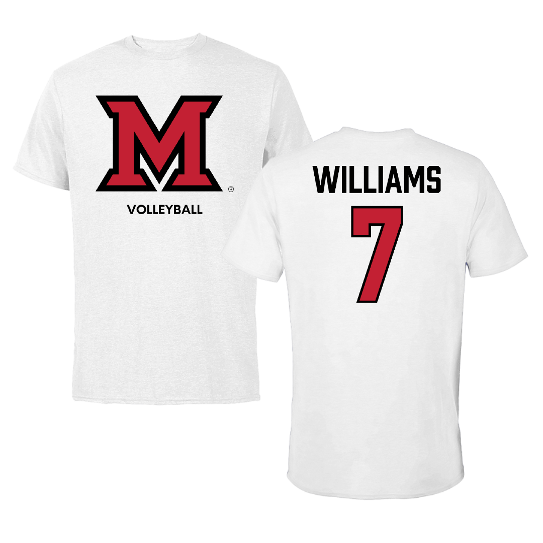 Miami University (Ohio) Volleyball (W) White Performance Tee - #7 Chelsea Williams