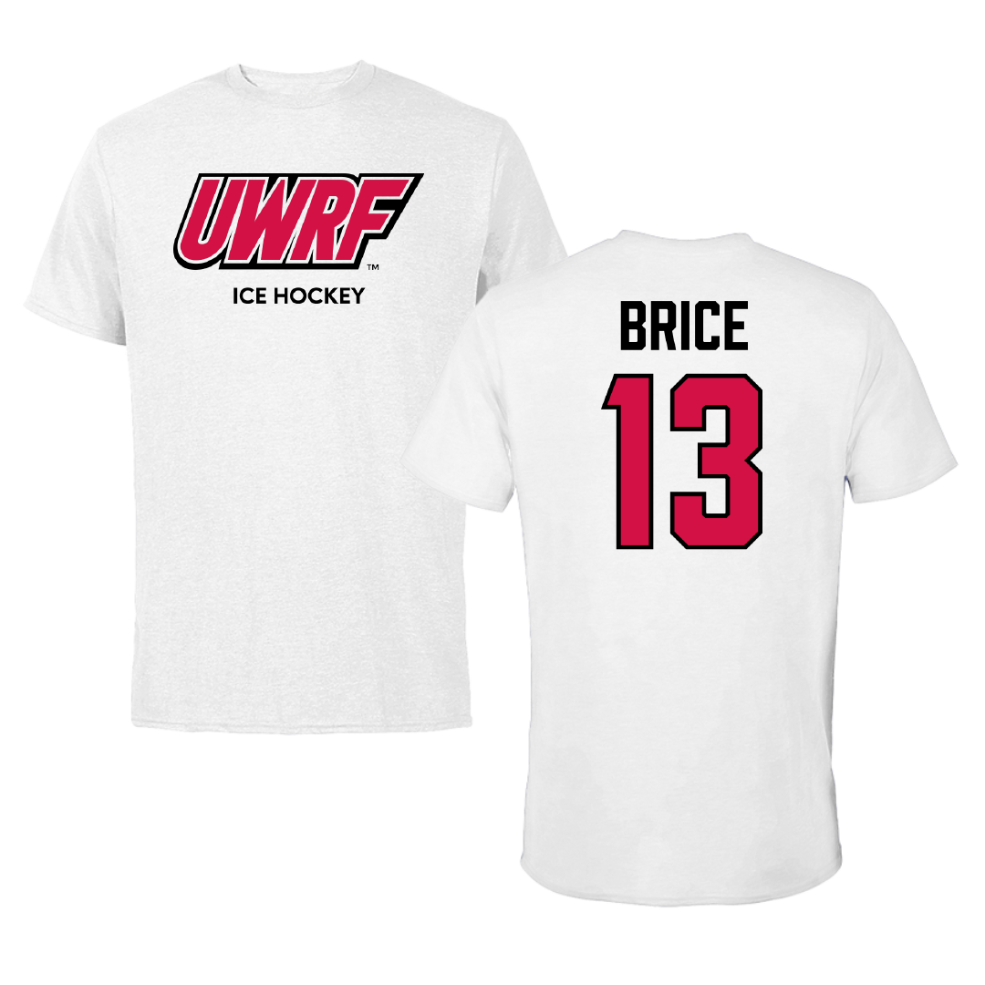 University of Wisconsin-River Falls Ice Hockey (W) White Block Tee - #13 Ellie Brice