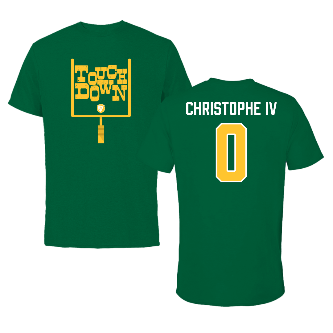 Southeastern Louisiana University Football Green Touchdown Performance Tee - #0 Herman Christophe IV