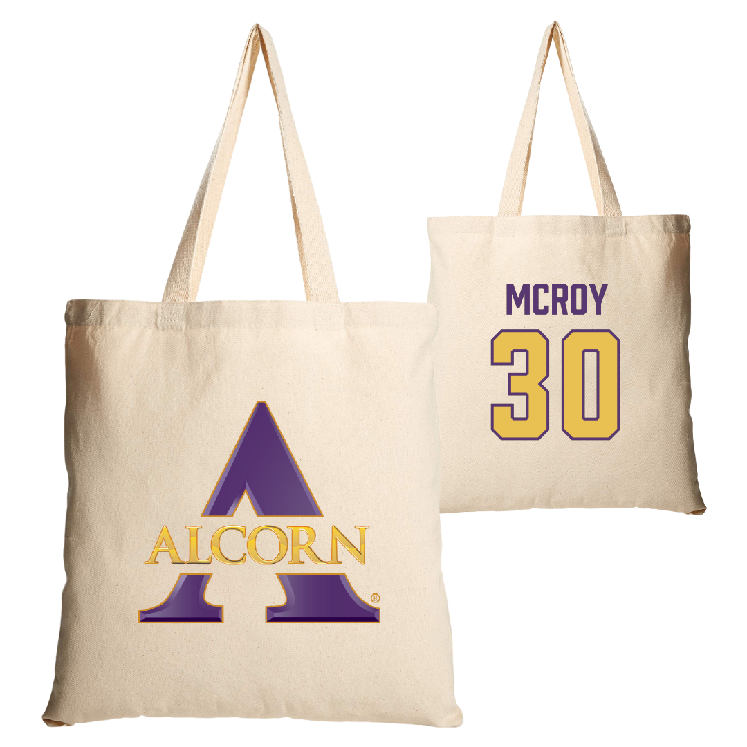 Alcorn State University Football Tan Canvas Tote Bag - #30 Jaylen Mcroy