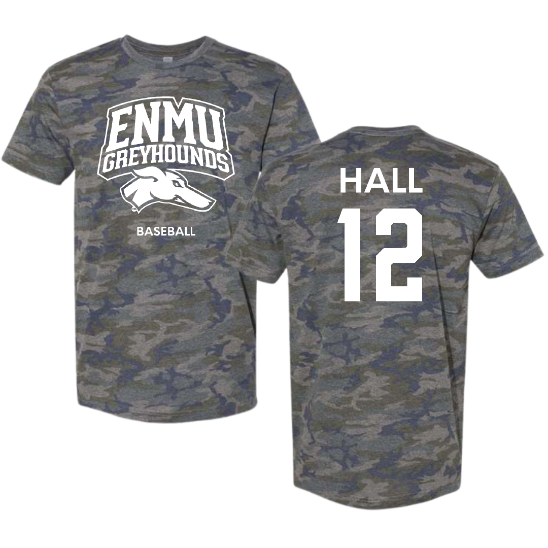 Eastern New Mexico University Baseball Vintage Camo Tee - #12 Riley Hall